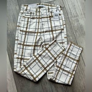 7 for all mankind high waist ankle super skinny jean chain pattern size 25 NWT